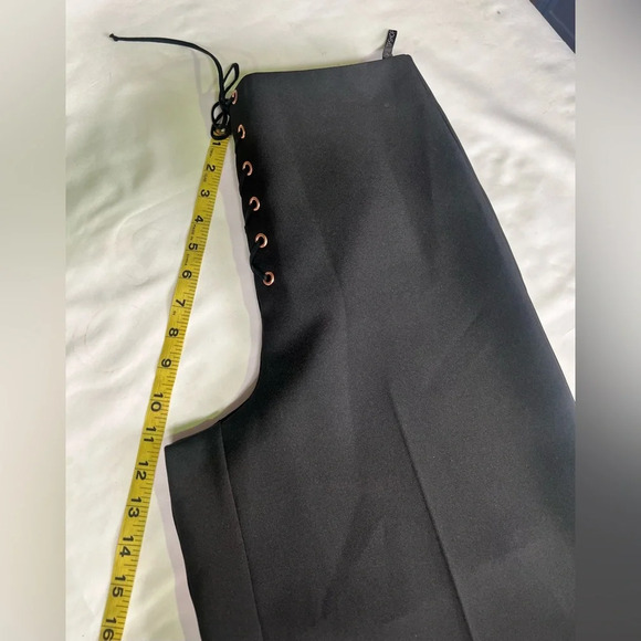 TOPSHOP Black lace front wide leg crop pants size 6 - Picture 12 of 13